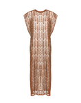 Vestido Canoa Crochê Marrom