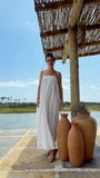 Vestido Tomara que Caia Macramê Tule Off White