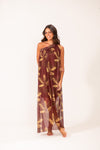 Vestido Um Ombro Macramê Camomila Telha