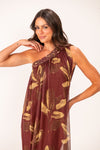 Vestido Um Ombro Macramê Camomila Telha