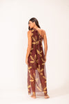 Vestido Um Ombro Macramê Camomila Telha
