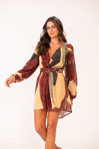 Kimono Rolotê Macramê Compose Camomila Telha