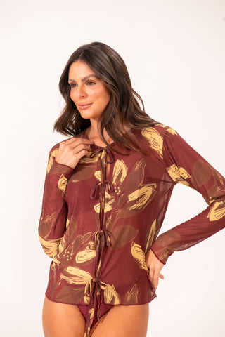 Blusa Laços Tule Camomila Telha