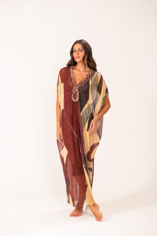 Kaftan V Gota Tule Compose Camomila Telha