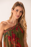 Vestido Um Ombro Macramê Tule Kan Floresta