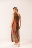 Vestido Um Ombro Macramê Tule Kan Floresta