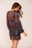 Vestido Manga Franzida Lenço Tule Gaivota Maldiva