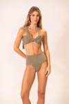 Calcinha Pala Hotpant Texturizado Verde Oliva