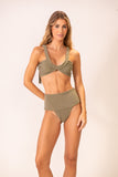 Calcinha Pala Hotpant Texturizado Verde Oliva