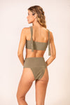Calcinha Pala Hotpant Texturizado Verde Oliva