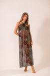Vestido Um Ombro Macramê Folha de Céu