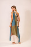 Vestido Um Ombro Macramê Compose Folha de Céu