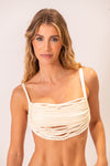 Top Frente Única Rolotês Off White