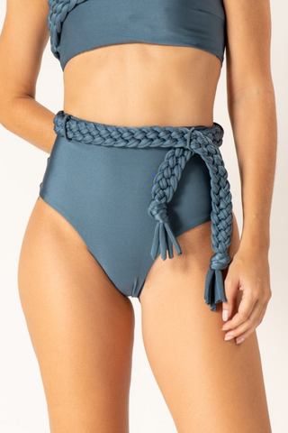 Hotpant Macramê Azul Acinzentado