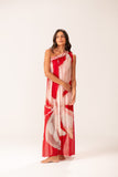 Vestido Um Ombro Macramê Tule Compose Fushi Tomate