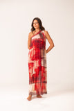 Vestido Um Ombro Macramê Tule Fushi Tomate