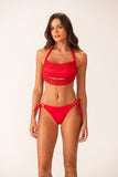 Top Frente Única Rolotês Vermelho Tomate