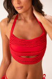 Top Frente Única Rolotês Vermelho Tomate