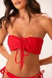 Top Tiras Macramê Vermelho Tomate
