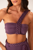 Top Faixa Um Ombro Macramê Roxo Jabuticaba