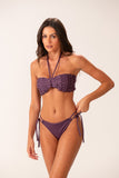 Top Tiras Macramê Roxo Jabuticaba