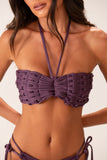 Top Tiras Macramê Roxo Jabuticaba
