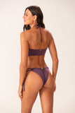 Top Tiras Macramê Roxo Jabuticaba