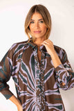 Camisa Macramê Lycra Pétala Petróleo
