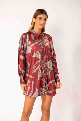 Camisa Macramê Lycra Violete Cinza