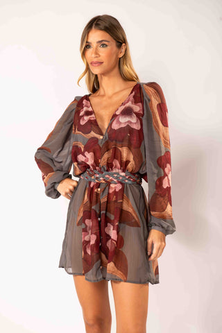 Kimono Rolotê Macramê Compose Violete Cinza