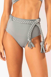 Conjunto Faixa Um Ombro Macramê Gris