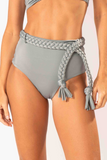 Conjunto Faixa Um Ombro Macramê Gris