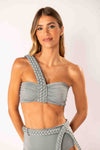 Conjunto Faixa Um Ombro Macramê Gris