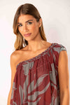 Vestido Um Ombro Macramê Violete Cinza