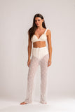 Calça Rolotê Crochê Renda Off White