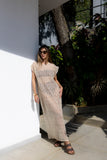 Vestido Canoa Crochê Cru