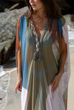 Kaftan V gota tule Compose Folha de Céu