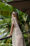 Vestido Canoa Crochê Cru
