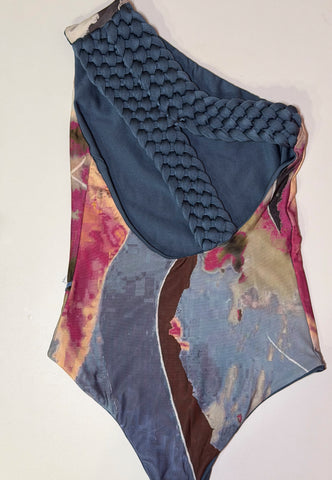 Maiô Um Ombro Macramê Compose Garden Flower