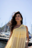 Vestido Um Ombro Macramê Amarelo Camomila