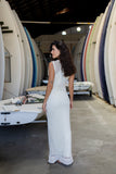 Vestido Regata Canoa Crochê Longo Off White