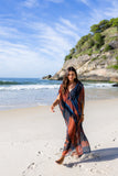 Kaftan V Gota Tule Compose Leque Marinho