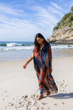 Kaftan V Gota Tule Compose Leque Marinho