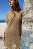 Mini Vestido Crochê Caqui