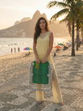 Blusa Canoa Crochê Renda Amarelo Manteiga